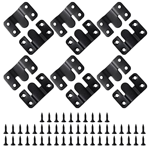 HOUYITOU 12PCS 2.09 x 1.18 inch Black Flush Mount Bracket Stainless Steel Interlock Hanging Buckle Z...