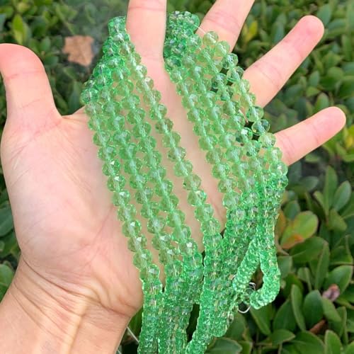 Image of 700pcs Czech Faceted Rondelle Crystal Glass Beads 8mm Bulk Peridot Green