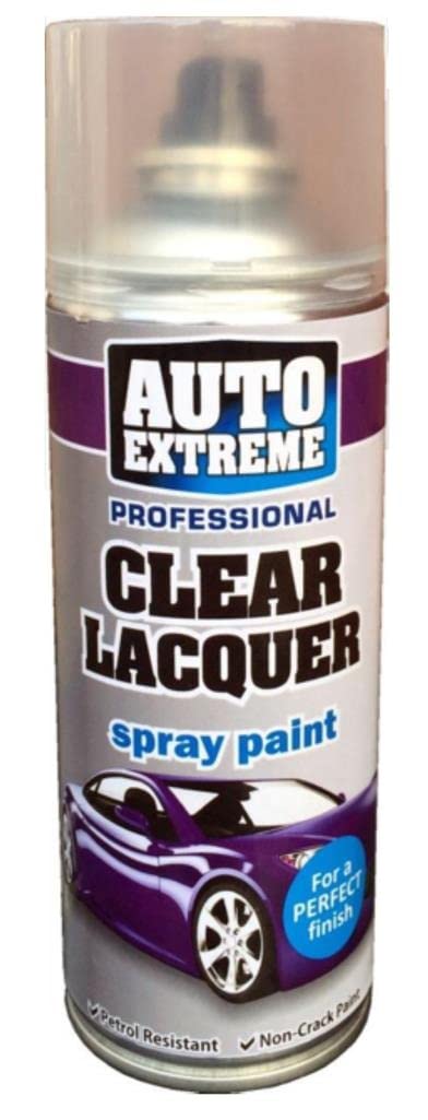 2x 400ml Clear Lacquer Spray Paint, Automotive Paint Sprayer, Multipurpose Exterior Black Spray Paint Matt, Interior Metal Spray Paint, for Cars, Bikes,Vans, Metal, Wood
