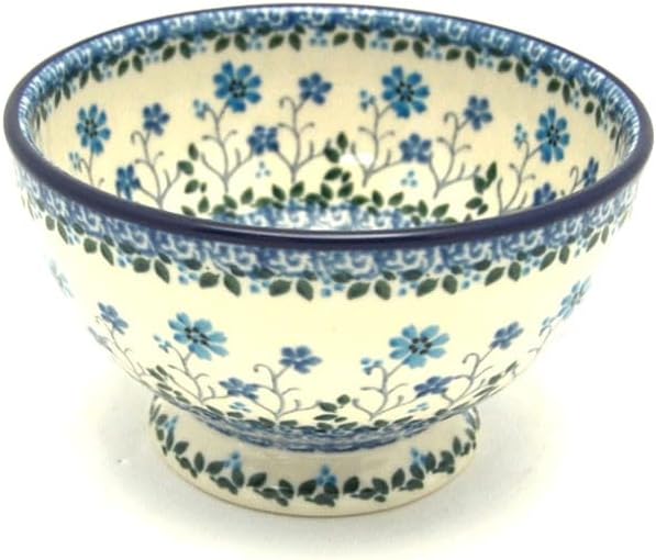 Polish Pottery Bowl - Pedestal - Small - Georgia Blue