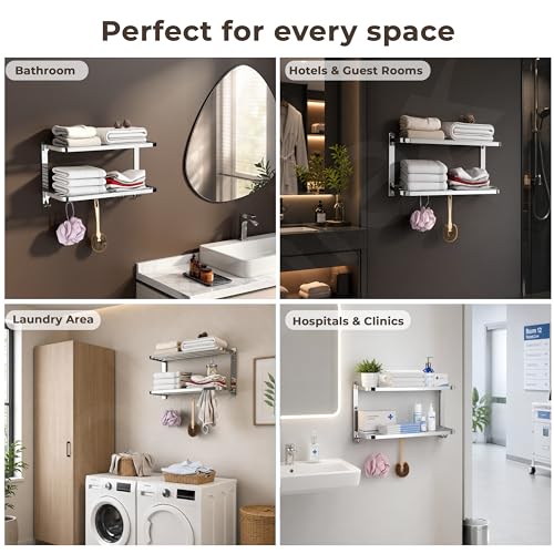 Image of Plantex Double Towel Rack for Bathroom /24 Inch Dual Towel Holder /Towel Bar /Towel Henger /Bathroom Accessories - Pack of 1 (Chrome)
