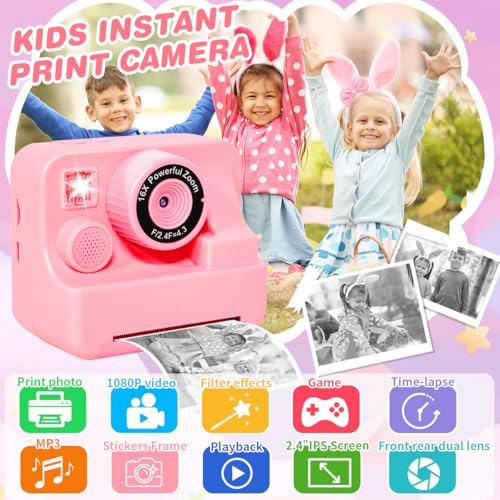 Kids Instant Print Camera with Screen & Memory Card - Perfect Gift