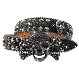 EVERBLTING Rhinestone Skull Belt for Men Women Studded Belts Y2k Punk Skull Belt Bling Stylish Rhinestone Cowgirl Belts