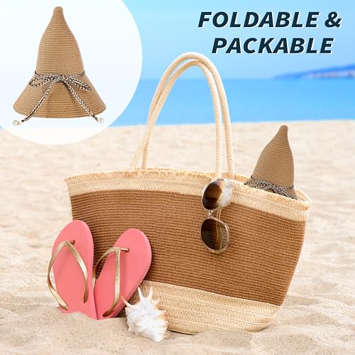 Sombrero de playa para mujer con protección UV y ala ancha miniatura 5