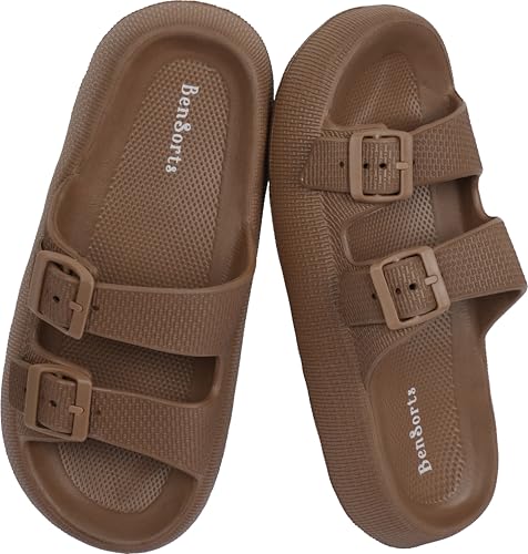 Image of BenSorts Pillow Sandals for Women Men Thick Sole Adjustable Buckles EVA