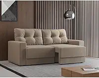 Sofá 2 Lugares Retrátil Lubeck Suede Bege 140 cm
