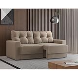 Sofá 3 Lugares Retrátil Lubeck Suede Bege 140 cm