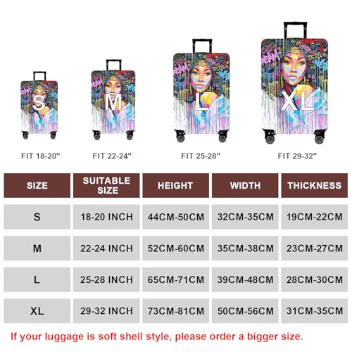 Image of WUJIAONIAO Travel Luggage Cover Baggage Suitcase Cover Protector Skins 18-32 Inch, Graffiti A8, S (for 18--20 inch luggage), Fashion