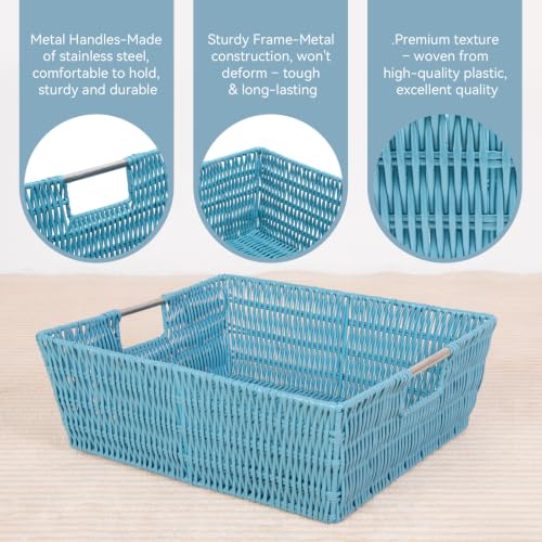 Image of Whitmor Rattique Shelf Tote Berry Blue