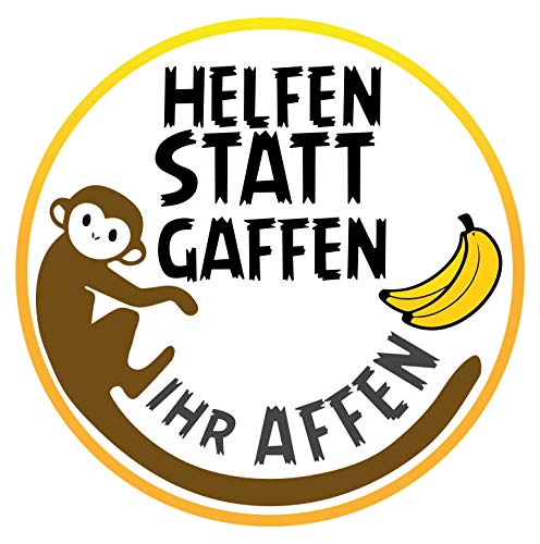 PrintAttack P020 | 2er Set - HELFEN STATT GAFFEN - Ihr AFFEN Aufkleber 10 cm x 10 cm | Fun Aufkleber | Fun Sticker | Aufkleber | Stickerbomb | Helfen statt gaffen | Rettungsgasse
