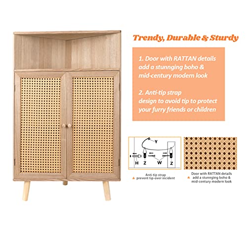 Corner Cabinet Organizer With Doors, Small Rattan Corner Table, 4-Tier Corner Bar Cabinet, Freestanding Corner Tables For Small Spaces, Corner Shelf Stand For Living Room, Kitchen, Bathroom, Bedroom #TOP5