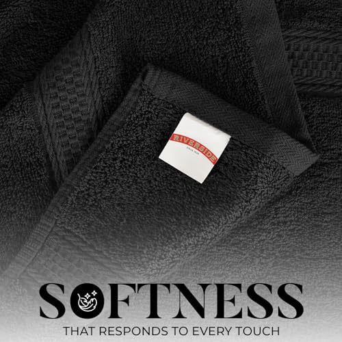 Image of RIVERSIDE 4 Pack Luxury Large Bath Towels, 27x54 Inches, 600 GSM, Black