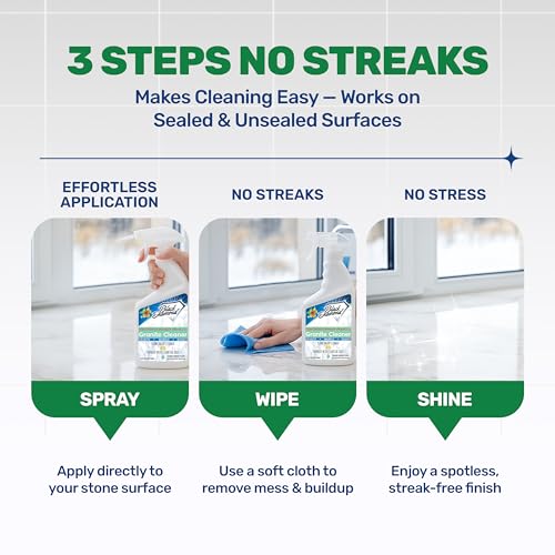Black Diamond Stoneworks Granite Counter Cleaner: USDA Certified BIOBASED- Safe for Granite and other stone countertops. Safe for food contact formula to keep your countertops looking fresh and clean!