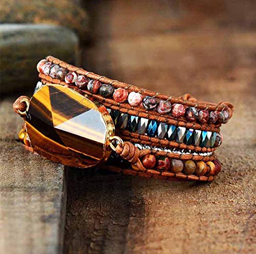 Image of Boho Wrap Bracelet for Women, Handmade Natural Imperial Jasper Multi-Layer Stone Beaded Bracelet, Bohemian Healing Crystal Stone Jewelry Gifts