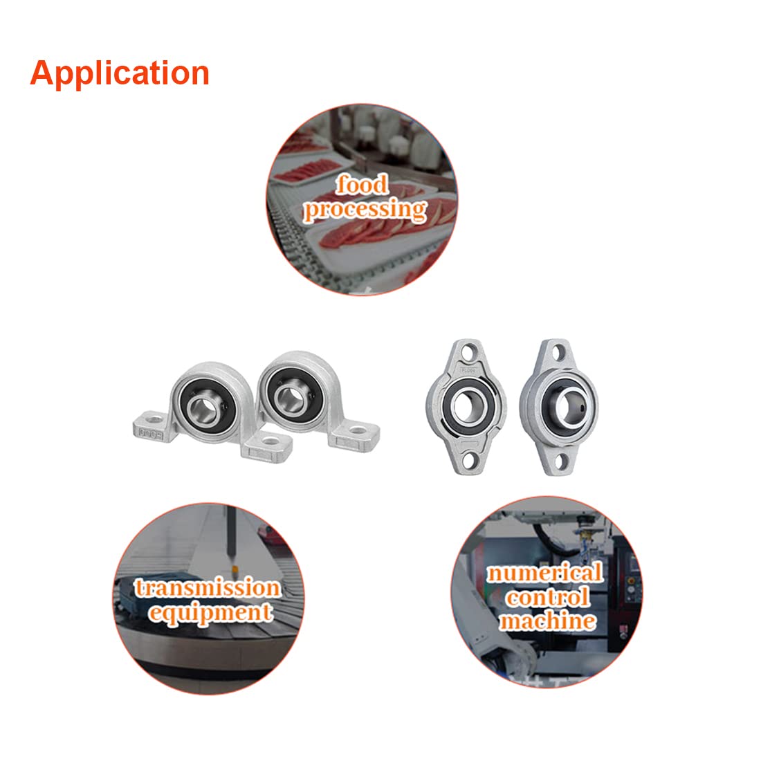HiPicco Lot de 4 roulements à billes KP003 montés sur bride – Alésage de 17 mm ID Auto-alignement en alliage de zinc pour tige d'arbre linéaire de 17 mm de diamètre
