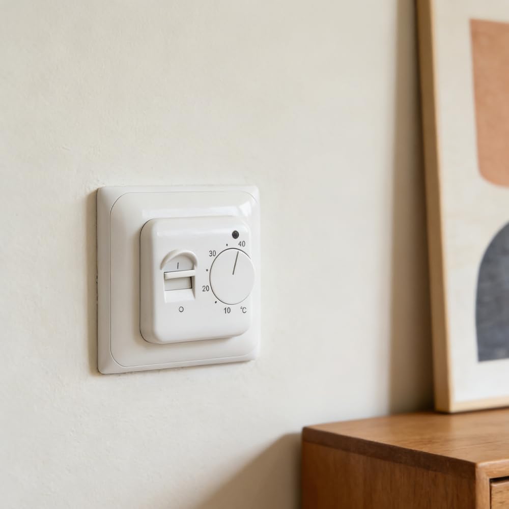 KETOTEK Manuel Thermostat d'ambiance Chauffage au Sol Electrique avec sonde AC 220V 16A, Régulateur de Thermostat Plancher Chauffant Mécanique