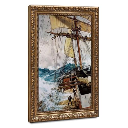 Poster The Rising Wind Montague Dawson avec cadre de suspension en bois durable