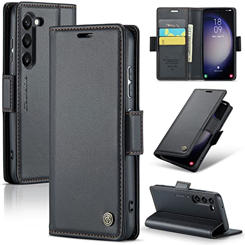 SINIANL Samsung Galaxy S23 Wallet Case with RFID Blocking, Samsung S23 Case Wallet for Women Men with Card Holder Magnetic Clasp Kickstand Leather Book Folio Case for Galaxy S23 Black