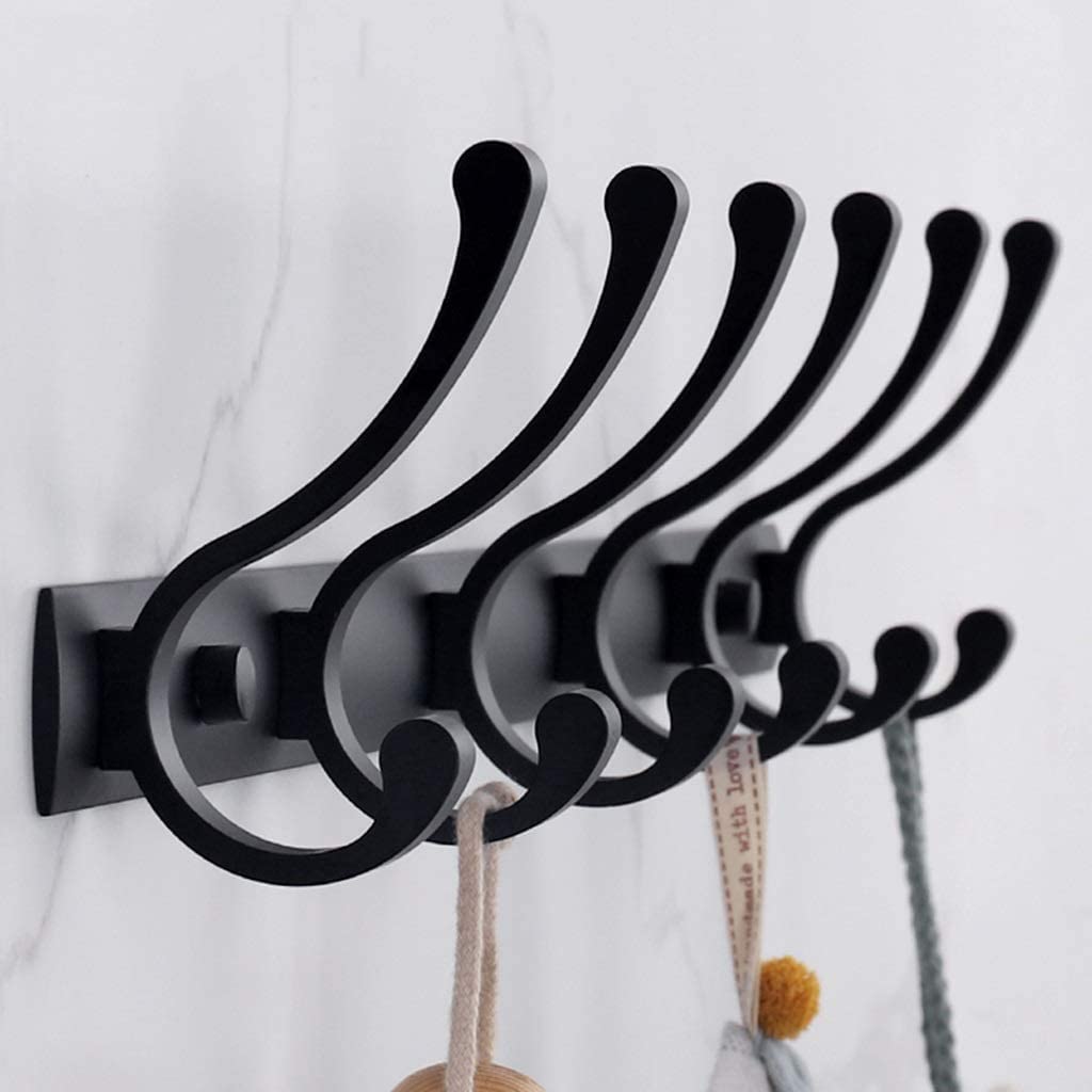 Perchero De Puerta Para Ropa Gancho De Perchero Montado En La Pared Ganchos Estándar De Metal Para Abrigos Batas Bufandas Sombreros Toalla Soporte De Abrigo Negro Múltiple Coat Hooks Wall Mounted(Size