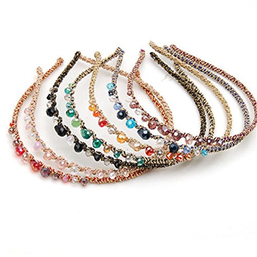Ruihfas 6PCS Crystal Rhinestone Headbands for Women Girls Multicolored Beaded Thin Hair Hoops Accessories Fancy Dressy Headband