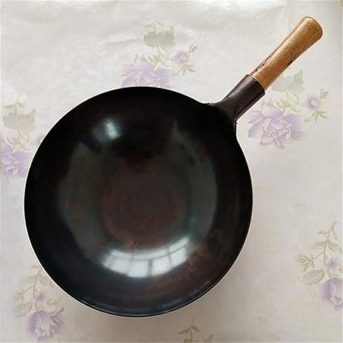 LDCHNH Wok Cooking Wok Household - Olla de hierro grande anticuada, antiadherente, parte inferior redonda, Wok Chef Fried Wok (color D, tamaño
