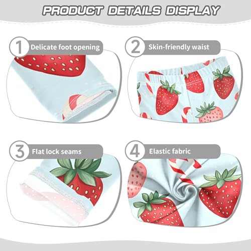 Christmas Strawberry Girls Leggings Ultra Soft Compression Yoga Gym Pants for Kids 4-10T3