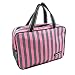 Produktbild SFGHOUSE Unisex Striped Tragbare Reise Kosmetik Toilettenartikel Waschbeutel mit Griffen Mesh Storage Organizer Tasche (Pink)