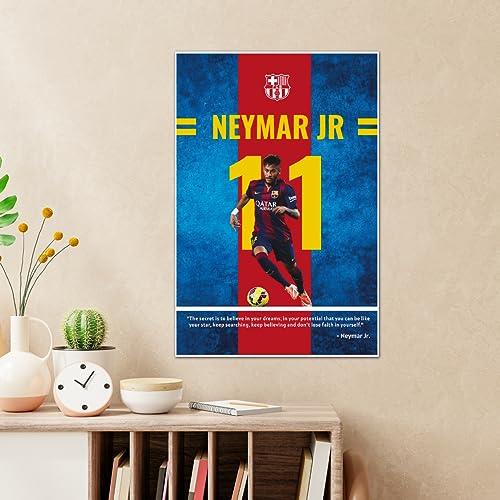 Image of TenorArts Neymar Jr Poster Barcelona Quotes Wall Posters Adhesives on back with Thick 300 GSM Matt Finish Papers (18inches x 12inches)