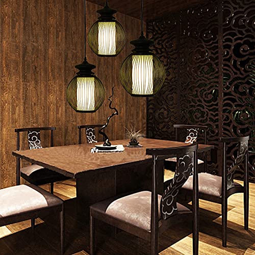 Luz de colgante de estilo sudeste asiático en bambú y rosca E27 7