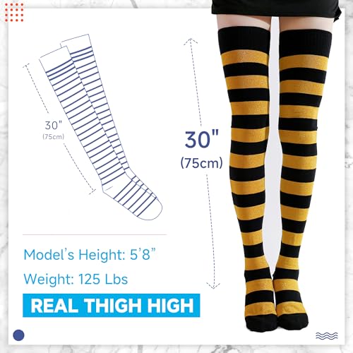 Image of Kayhoma Extra Long Cotton Stripe Thigh High Socks Over the Knee High Socks