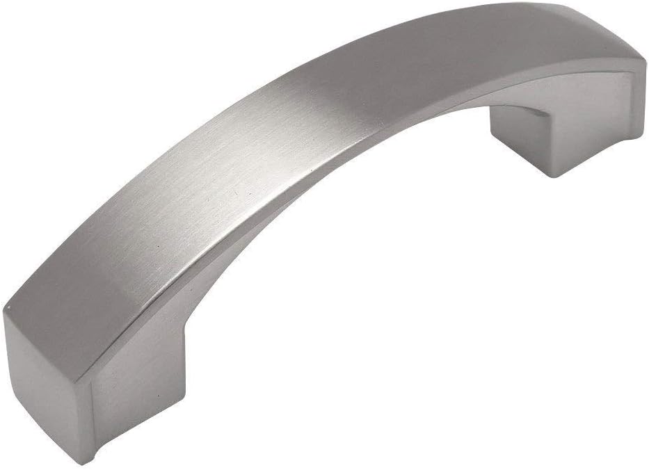 Cosmas 10 Pack 616-030SN Satin Nickel Modern Cabinet Hardware Arch Handle Pull - 3" Inch (76mm) Hole Centers