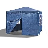 [page_title]-JOM Gartenpavillon 3 x 3 m, Marine-blau, Allzweckzelt, Pavillon, Pavillion, Partyzelt, Festzelt, Gartenzelt, 3X Seitenwände mit Fenster und 1x Eingang mit Reißverschluss