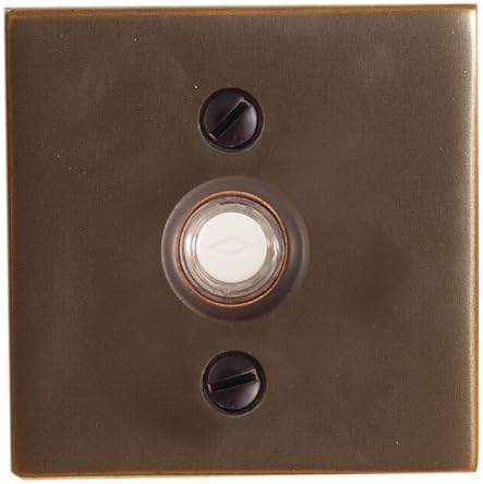 Emtek 2459 2-1/2 Width Square Style Brass Lighted Doorbell Rosette from the Bra, Polished Chrome