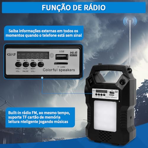 Rádio Handheld Lâmpada, Kit Solars para Camping, Luz Solar Portátil, Rádio Acampamento Solar, Banco