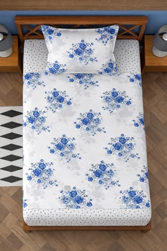 Image of DECORUM Glace Cotton Single Bedsheet with 1 Pillow Cover | Soft, Durable, Lightweight & Skin-Friendly Fabric| Suitable for Single /Diwan Bed Size