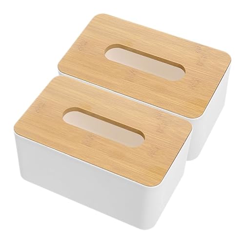 PRETYZOOM 2 Piezas Caja De PañUelos Rectangular De Madera con Tapa, DiseñO JaponéS Minimalista para Hogar Y Oficina