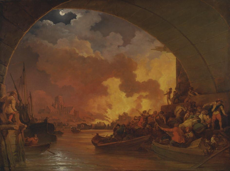 Toile Le Grand Incendie de Londres pour salon élégant et décoration murale chic