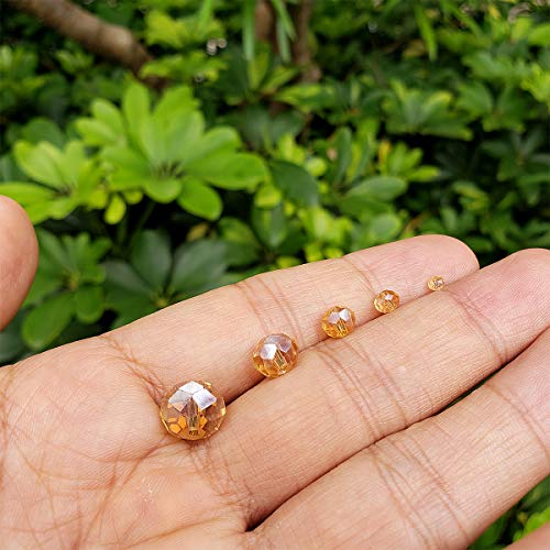 Image of Gold Champagne Rondelle Glass Beads for Jewelry Making, Faceted Briolette Crytal Spacer Beads for Bracelet Necklace Earring (2mm 4mm 6mm 8mm 10mm Mixed Sizes, 1000pcs)