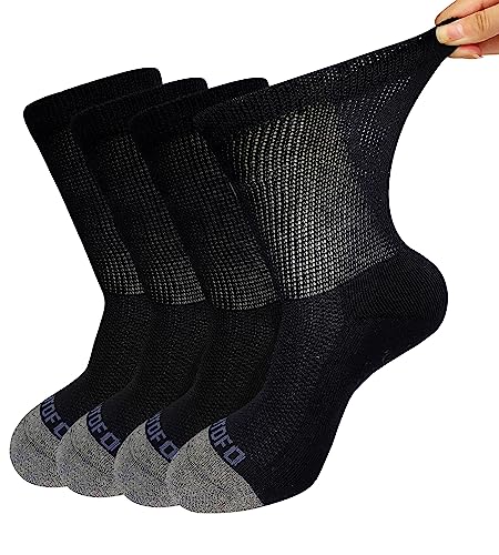 ZFSOCK Meias diabéticos homem mulher sem elástico sem borracha sem costuras algodão conforto acolchoado de pelúcia meias de ajuste folgado preto branco cinzento 4 pares tamanho 39-42 43-46, Preto