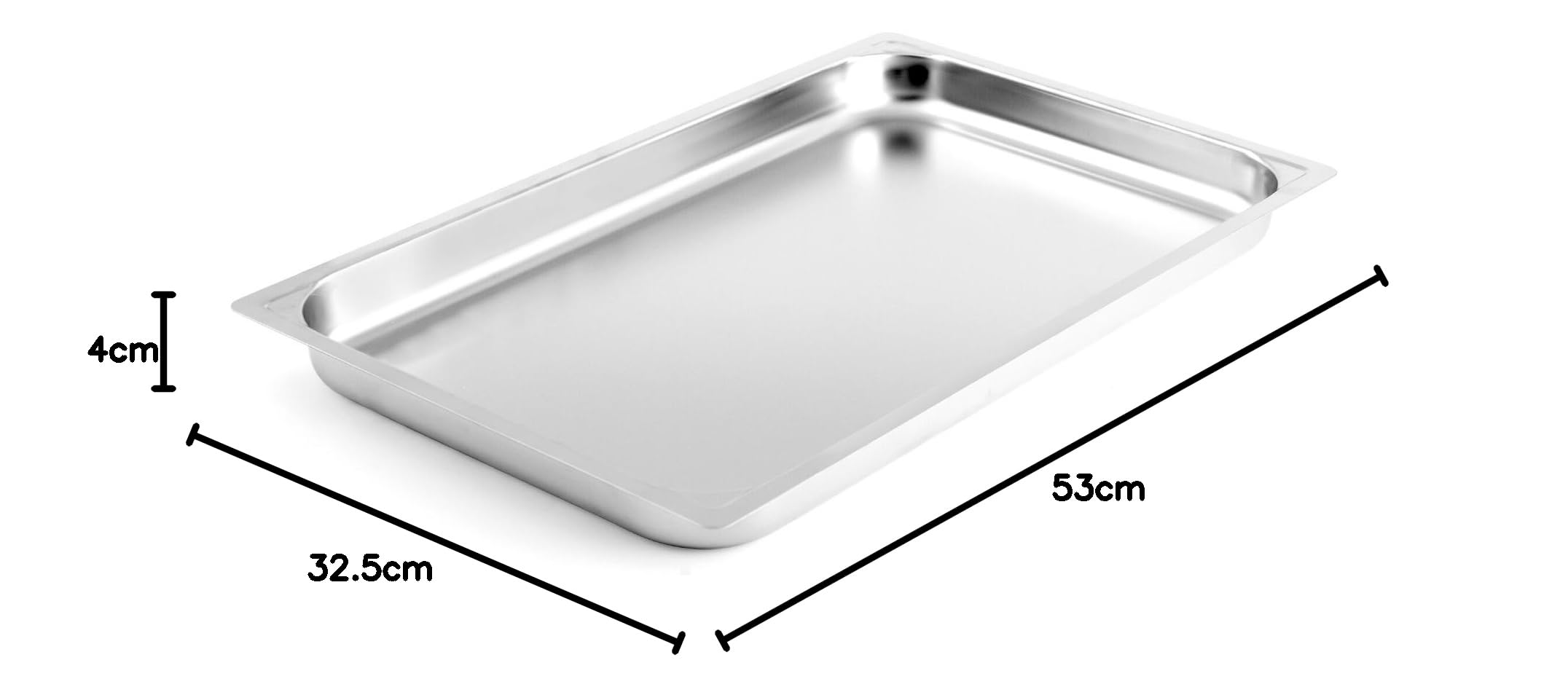 H&H Backblech H & H Backblech aus Edelstahl Rand Plan, Gastronorm, Edelstahl, 53 x 32.5 x 4 cm