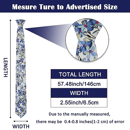 Image of Mantieqingway Men's Cotton Floral Neck Tie 2.56'' Printed Skinny Tie