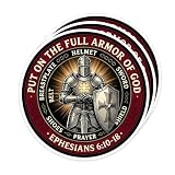 [3PCS] Armor of God Stickers, Ephesians 6 10-18 Faith Shield Design, Christian Vinyl Stickers Waterproof Durable for Laptop Phone Tumbler Car Window Decor, Warrior Car Sticker Gift Set
