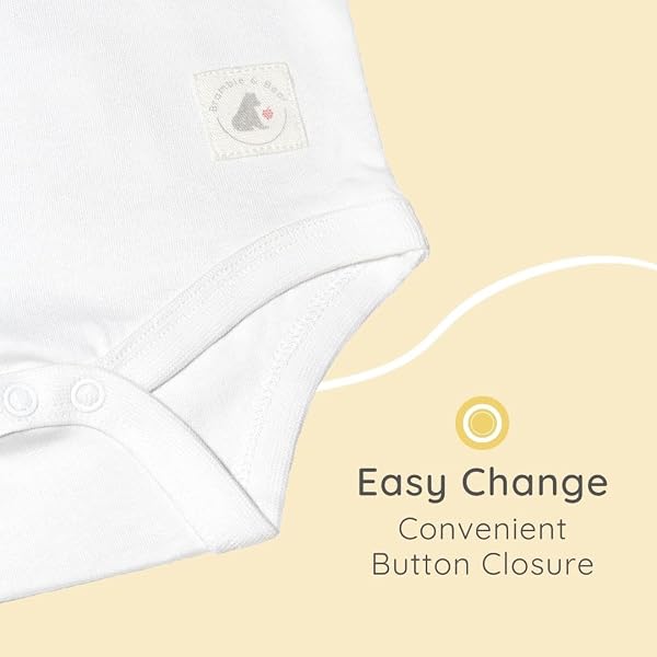 Bramble & Bear 3/6 Pack Short/Long Sleeve Baby Vests - Organic Cotton Unisex Baby Bodysuit Vests for 0-3 Years - Comfortable Bodysuits for Boys & Girls - Soft, Cosy, Cute - 3