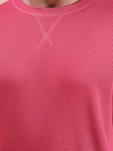 Image of Rupa Colors Waffle Texture Full Sleeves T-Shirt for Men, 100% Cotton with Breathable Fabric, Ribbed Crew Neck, Super Stretchable, Anti-Fungal Dye, Pack of 1