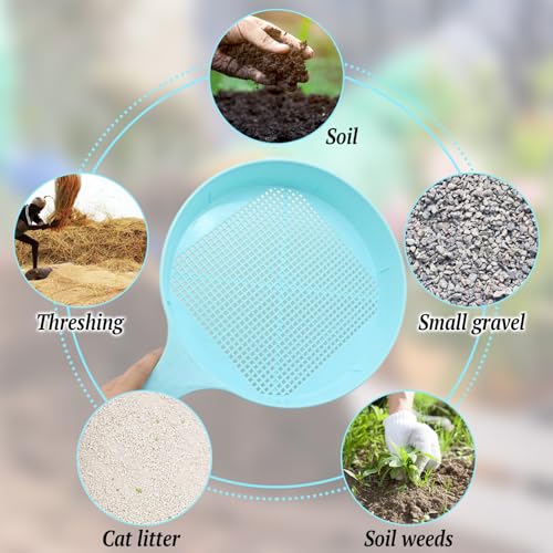 TAIZER Gartensieb Durchwurfsieb Gartensieb Erde Bodensieb Sandsieb Kunststoff Garten Stein Sand Boden Erde Sämling Mesh Sieb Gartenarbeit Gartengeräte Garten Pflanzen Sämling Sandsteinfilter Werkzeug