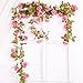 Felice Arts 2 Pack 17 Heads 7.2 Ft/pc Artificial Silk Fake Flowers Autumn Rose Vine Realistic Hanging Silk Rose Plants Wedding Home Party Arch Decor (Pink)