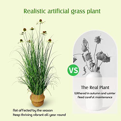 Ecoforest 57-Inch Artificial Grass Plant With Lifelike Echinacea Flowers thumb #3