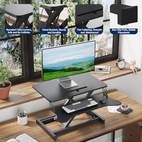Panana 37" Spring-Assist Standing Desk Converter with Dual-Monitor Keyboard Tray — view 3
