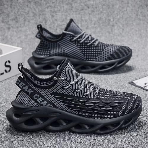 Jakcuz Plus Size Men's Lightweight Walking Shoes Mesh Fish Scale Pattern Fashion Sneakers2