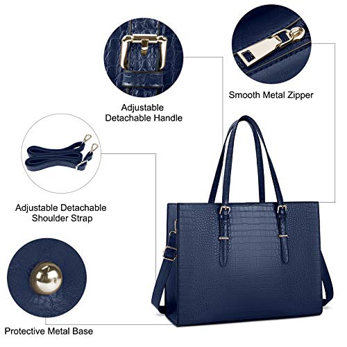 Image of Laptop Bag for Women 15.6 Inch Laptop Tote Bag Leather Classy Computer Briefcase